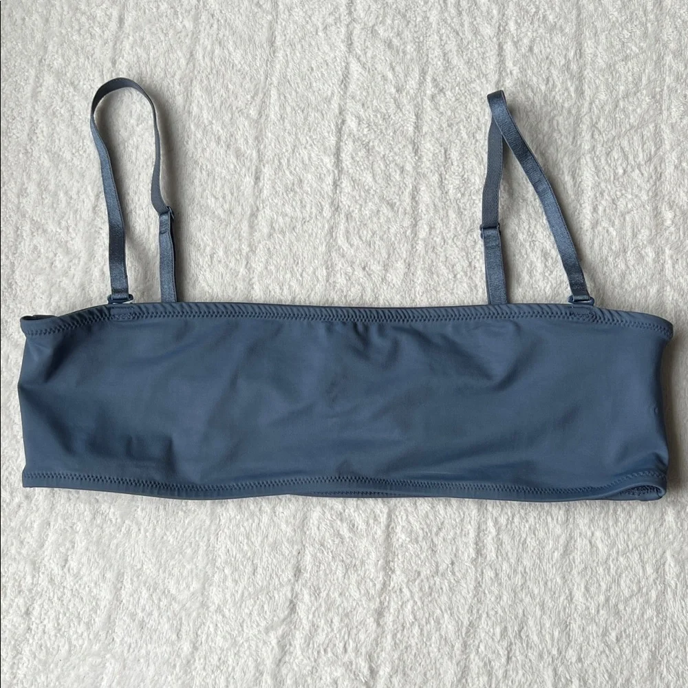 SKIMS Swim Bandeau Bikini Top in Gunmetal Grey